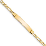 14k Semi-solid Polished Figaro Link ID Bracelet