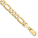 14K 8 inch 7mm Flat Figaro with Lobster Clasp Bracelet