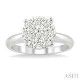 1 Ctw Lovebright Round Cut Diamond Bridal Ring in 14K White Gold