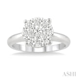 3/4 Ctw Lovebright Round Cut Diamond Bridal Ring in 14K White Gold
