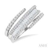 3/4 Ctw Baguette and Round Cut Diamond Spiral Band in 14K White Gold