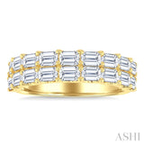 2 1/10 Ctw Twin Row Emerald Cut Diamond Fashion Band in 14K Yellow Gold