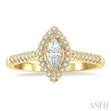 1/2 Ctw Round Cut Diamond Engagement Ring With 1/4 Ct Marquise Cut Center Stone in 14K Yellow and White Gold