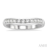 1/3 Ctw Round Cut Diamond Inlay Wedding Band in 14K White Gold