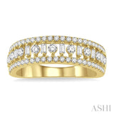3/4 Ctw Baguette and Round Cut Diamond Fashion Band in 14K Yellow Gold
