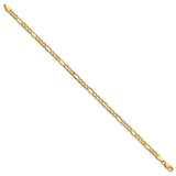 14K 10 inch 3.5mm Semi-Solid Figaro with Lobster Clasp Anklet
