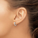 14k White Gold 1/8 carat Diamond Channel-set Hinged Hoop Earrings