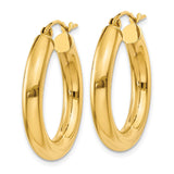 14k Polished 4mm Lightweight Tube Hoop Earrings