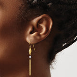 14k Two-tone Bead and Chain Tassel Dangle French Hook Earrings