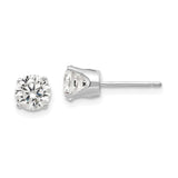 14k White Gold 5.5mm Round CZ Stud Earrings