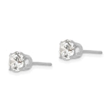 14k White Gold 5.5mm Round CZ Stud Earrings