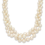 14k 5-9mm White Semi-Round Freshwater Cultured Pearl Multi-strand 19 inch Necklace
