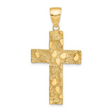 14K Polished Textured Nugget Style Cross Pendant