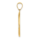 14k Polished and Satin Hollow St. Christopher Medal Oval Pendant
