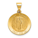 14k Polished and Satin St Raphael Medal Hollow Pendant