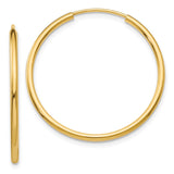 14k 1.5x26mm Polished Round Endless Tube Hoop Earrings