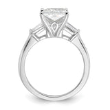 14k White Gold 1/2 carat Lab Grown Diamond VS+ F+ 1 1/2 carat Center Princess Semi Mount Three Stone Engagement Ring