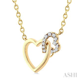 1/10 Ctw Round Cut Diamond Interlocked Heart Fashion Petite Pendant With Chain in 10K Yellow Gold