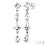 1/2 Ctw Mixed Cut Diamond Fashion Long Earrings in 14K White Gold