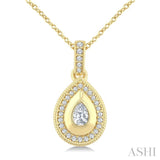1/4 Ctw Open Window Pear and Round Cut Diamond Fashion Pendant With Chain in 14K Yellow Gold
