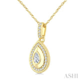1/4 Ctw Open Window Pear and Round Cut Diamond Fashion Pendant With Chain in 14K Yellow Gold