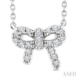 1/8 Ctw Bow Single Cut Diamond Petite Fashion Pendant With Chain in 10K White Gold