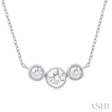 1/3 Ctw Past, Present & Future 3-Stone Bezel Set Round Cut Diamond Necklace in 14K White Gold
