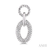 1/10 Ctw Single Cut Diamond Bold Oval Shape Rope Link Earrings in Sterling Silver
