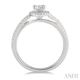 1/2 Ctw Criss Cross Shank Round Cut Diamond Ladies Engagement Ring with 1/4 Ct Round Cut Center Stone in 14K White Gold