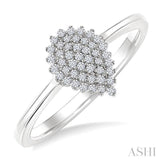 1/6 Ctw Petite Pear Shape Round Cut Diamond Cluster Fashion Ring in 10K White Gold
