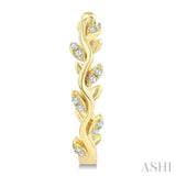1/10 Ctw Single Cut Diamond Leaf Design Lightweight Hoop Earrings in 10K Yellow Gold