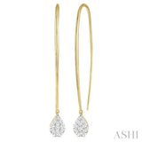 1/2 Ctw Pear Shape Dangler Lovebright Round Cut Diamond Earrings in 14K Yellow and White Gold