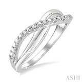 1/20 Ctw Split Criss-Cross Single Cut Diamond Fashion Ring in Sterling Silver