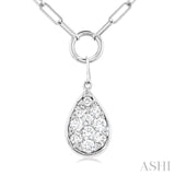 1/4 Ctw Lovebright Pear Shape Round Cut Diamond Paperclip Necklace in 14K White Gold