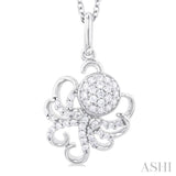 1/5 ctw Petite Octopus Round Cut Diamond Fashion Pendant With Chain in 10K White Gold