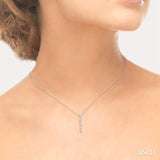 1/3 Ctw Zig-Zag Baguette and Round Cut Diamond Pendant With Chain in 14K White Gold