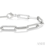 1 Ctw Round Cut Diamond Paperclip Bracelet in 14K White Gold