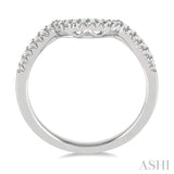 1/8 Ctw Curved Center Round Cut Diamond Wedding Band in 14K White Gold