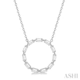 1/2 Ctw Circle Round Cut Diamond Pendant With Chain in 14K White Gold
