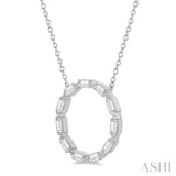 1/2 Ctw Circle Round Cut Diamond Pendant With Chain in 14K White Gold