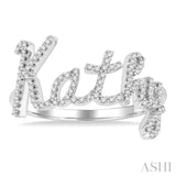 1/3 Ctw 'Kathy' Script Name Single Cut Diamond Ring in 10K White Gold