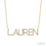 1/4 Ctw 'LAUREN' Block Name Round Cut Diamond Necklace in 10K Yellow Gold