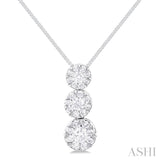 1/4 Ctw Lovebright 3 stone Essential Round Cut Diamond Pendant with Chain in 14K White Gold