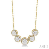 3/4 Ctw Circular Mount Lovebright Round Cut Diamond Necklace in 14K Yellow & White Gold