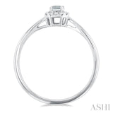 5x3 MM Octagonal Shape White Topaz and 1/20 Ctw Single Cut Diamond Halo Semi-Precious Ring in 10K White Gold
