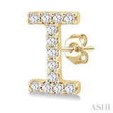 1/10 Ctw Initial 'I' Single Cut Diamond Earrings in 10K Yellow Gold
