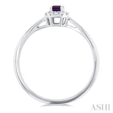 5x3 MM Octagonal Shape Amethyst and 1/20 Ctw Single Cut Diamond Halo Semi-Precious Ring in 10K White Gold