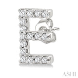1/10 Ctw Initial 'E' Single Cut Diamond Earrings in 10K White Gold