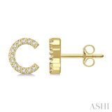1/10 Ctw Initial 'C' Single Cut Diamond Earrings in 10K Yellow Gold