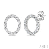 1/10 Ctw Initial 'O' Single Cut Diamond Earrings in 10K White Gold